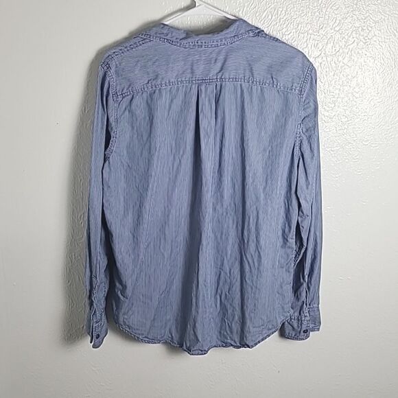 Chaps Blue & White Pinstripe Buttondown Shirt, Size XL - Picture 7 of 10
